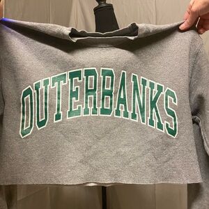 Altar'd State Gray and Green Outer Banks Cropped Sweatshirt
